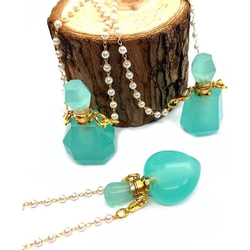 Natural Stone Perfume Bottle Necklace Ladies Necklace Pendant Two Hole Pendant Aromatherapy Bottle Essential Oil Bottle