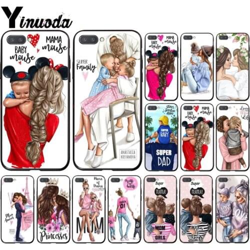 Yinuoda Fashion Black Brown Hair Baby Mom Girl Queen Phone Case for Huawei Honor 8A 8X 9 10 20 Lite 7A 5A 7C 10i 9X pro Play 8C