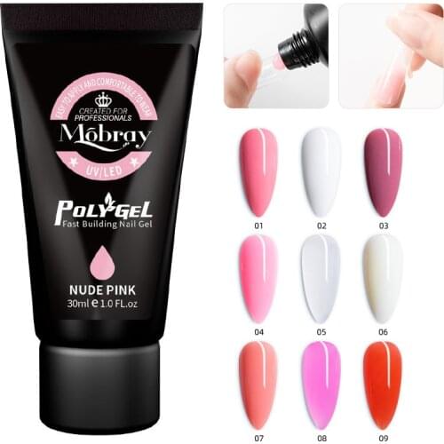 Mobray 30ML Colorful Poly Nail Gel Builder Crystal Polish Gel Quick Nail Extension Gel Acryl Gel LED Hard Builder Gel Nail Gel