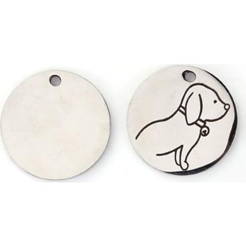 DoreenBeads Fashion Stainless Steel Pendant Bulldog Animal Pets Pattern Silver Color Round Jewelry DIY Charms 20mm Dia., 1 Piece