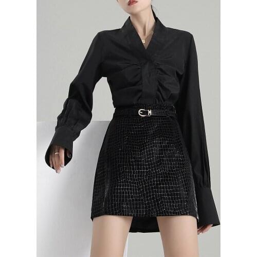 Duanshunie Black Blouses