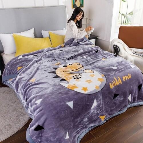 Purple Thick Soft Cartoon Crocodile Throws Adults Teens Home Bed Warm Flannel Blanket Coral Fleece Bedspread Winter Blankets