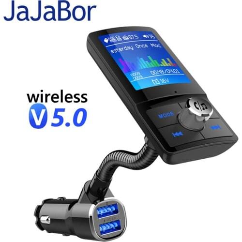 JaJaBor FM Transmitter Bluetooth Car kit Handsfree AUX-IN Car MP3 Player Support Folder Song Playback Large Color Screen Display