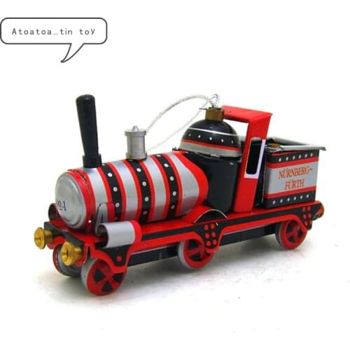 Classic Vintage Clockwork locomotive Pendant Photography Children Kids Adult Collectible Tin Toys Christmas Hanging Gifts