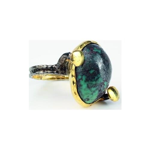 Turqoiuse ring, Woman Turquoise 925 Silver Handmade Ring, 18k gold plated unique ring