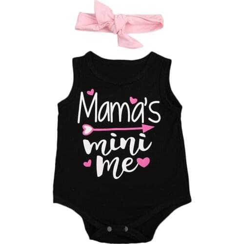 Newborn 2pcs Baby Girl clothes set mama mini me Bodysuit+headband Jumpsuit Outfits Bodysuits Sunsuit Clothes for baby girls