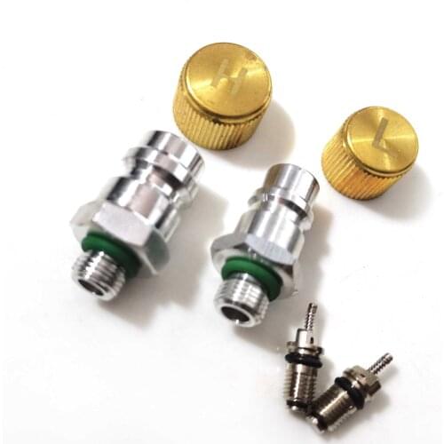 Two pairs of the valve cover automotive air conditioning refrigerant R134a seat copper dust seal cap lid