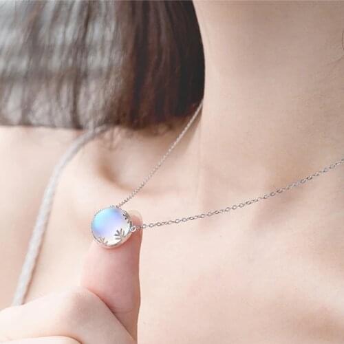 KSRA Brass Copper Crystal Aurora Necklace Halo Scale Light Forest Women Pendant Necklace For Girl Elegant Jewelry