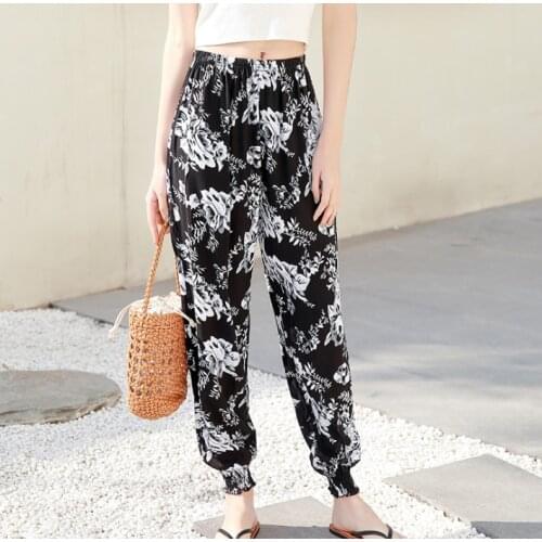 Family Kids Girls Boys Mosquito-proof Bohemian Thailand travel Pants Summer Colorful Harlan Trousers Size 6 8 10 12 L XL