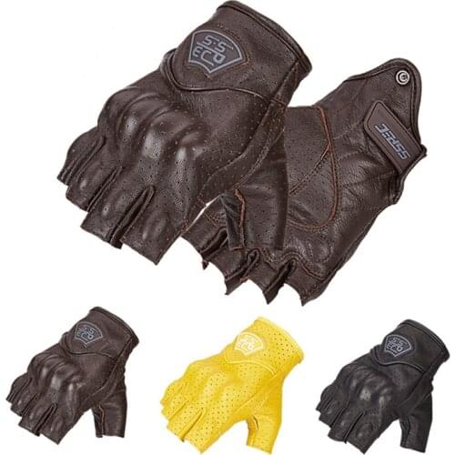 Summer Breathable Motorcycle Gloves Leather Half Finger Glove Unisex Mitt Fingerless Motocross racing Gloves Scooter Moto Mitten