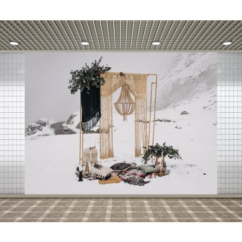 Lyavshi Wedding Backgrounds Photography Winter Snow Mountain Road Christmas Decorations Fotografia Photo Backdrop Studio Props