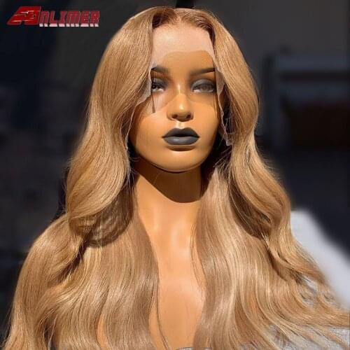Honey Blonde Middle Part Human Hair Wigs Body Wave 6'' Lace Frontal Human Hair Wigs For Women Glueless Brazilian Hair Wigs