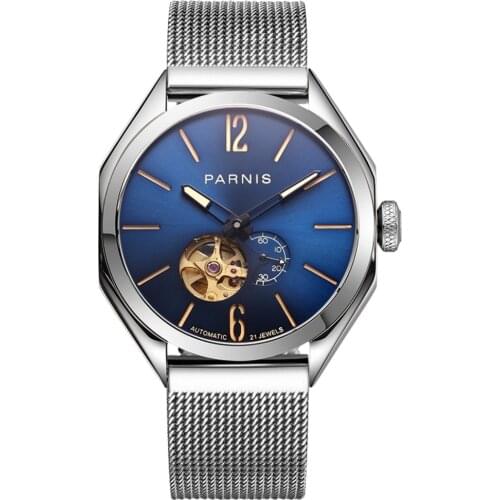 Parnis Commander Seriers Luminous Mens Sapphire Mirror Classic Dress Automatic Self Wind Mechanical Watch Wrist Watches