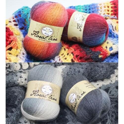 Soft Worsted Yarn Rainbow Gradient Colors DIY Baby Knitting Wool Shawl Scarf Crochet Thread Supplies