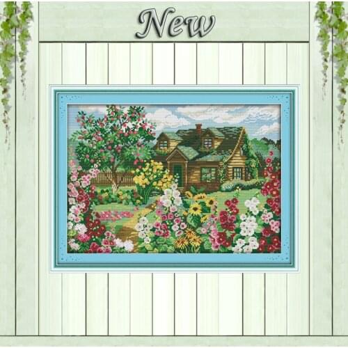 Country cottage Scenery house Counted printed on canvas DMC 14CT 11CT Joy Sunday Cross Stitch Needlework kits Embroidery Sets