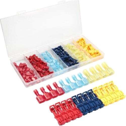 120PCS Insulated Male Quick Disconnect Terminals set T Tap Quick Electrical Wire Connectors Splice Taps