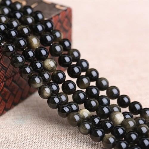Grade A Natural Gold Obsidian Beads NOT Dyed 4mm-20mm Smooth Polished Round 15 Inch Strand YS16