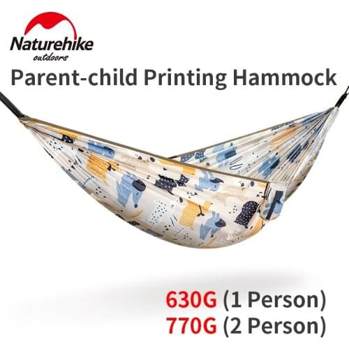 Naturehike DC-C03 Outdoor Parent Child Hammock 1-2 Person Widened Anti Rollover Swing 770g Ultralight 240T Printing Hammock