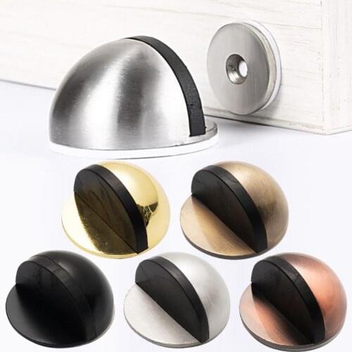 Non Punching Sticker Hidden Stainless Steel Rubber Door Stopper Door Holders Catch Floor Mounted Nail-free Door Stops Dropship