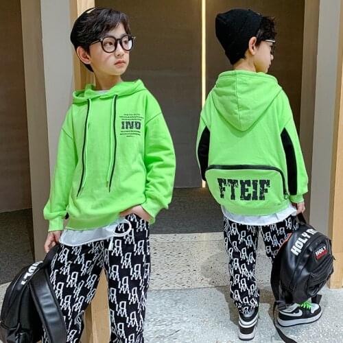 Childrens Clothing Suits 2021 Spring Autumn Hot 8 10 12 Year Kids Boys Hooded Fashion Korean Sportswear Boutique Two Piece Suit