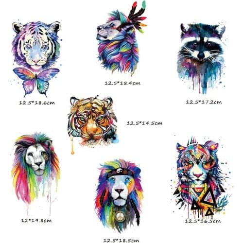 Painted Lion Pattern Iron-on Patches Heat Transfers Handmade DIY Clothes Appliques Patches For Jeans T-shirts Accessory C2588