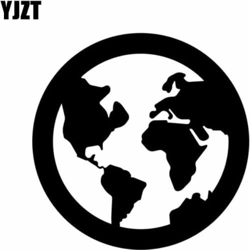 YJZT 10CMX10CM Originality Planet Earth World Map Vinyl Black/Silver Graphical Car Sticker Decal C18-0005