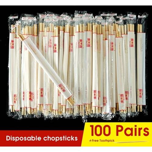 100Pairs Chinese Disposable Bamboo Wood Chopsticks Restaurant Individual Package Chop Sticks Hashi Sushi Food Stick Tableware