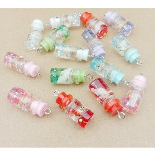 10pcs 15x10mm Resin acrylic jewelry accessories color floating bottle shell charm Pendant Earring Necklace hanging DIY material