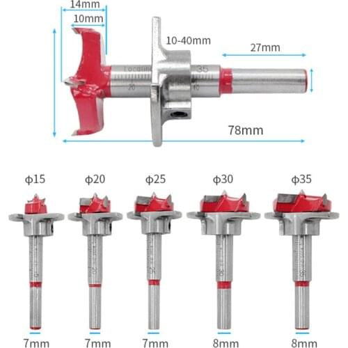 1pc Diameter 15,20,25,30,35mm Adjustable Carbide Drill Bits Hinge Hole Opener Boring Bit Tipped Drilling Tool Woodworking Cutter