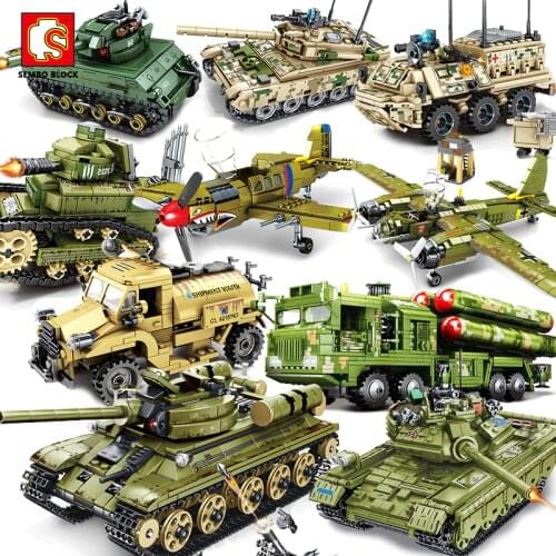 Sembo Block Military WW2 Army Panzer Tank Main battle Armored Vehicle Model With Figures Building Block Bricks Educational Toys