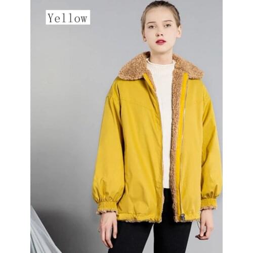 Woolen New style winter female jacket women yellow Parker style coats Double faced thick womans clothes autumn pink outercoat
