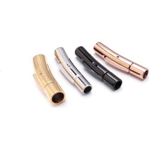1pc Stainless Steel Bayonet Clasp Open Round Buckle End Clasp Connector Fit 3 4 5 6mm Leather Jewelry Making Findings