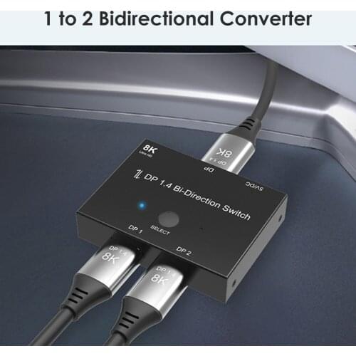 Displayport Splitter DP1.4 Switch Ports Bi-direction 1x2 / 2x1 Displayport Switcher Ultra HD 8K@30Hz 4K@120Hz for PS4 Xbox HDTV