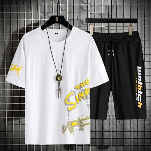 Tracksuits Mens Sport Suit Running Sets Clothes Sports Joggers Training Gym Fitness Man Set T SHIRT + Short Pants