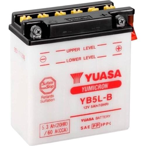 YUASA YB5L-B rechargeable 12V 5Ah battery. Battery for moto, escooter, moped. Starter battery, 12V motorcycle battery