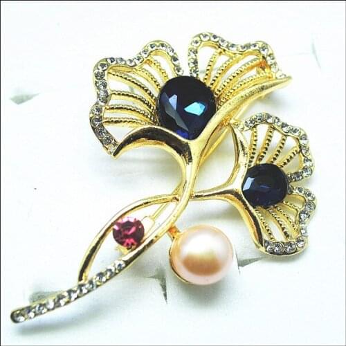 Women Clothes brooch party or wedding wears with freshwater pearl hot for luxury garments or clothes wearings metal brooch leaf