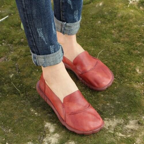 New Moccasins Women Flats 2020 Autumn Woman Loafers Genuine Leather Female Shoes Slip On Round Toe soft Casual women shoes 2020