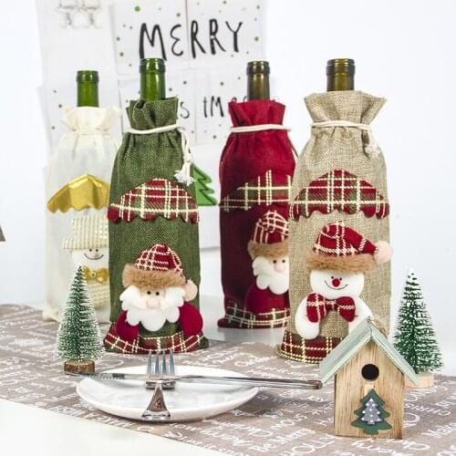 1Pcs Christmas Wine Bottle Bag Cover Home Christmas Decoration Bottle Sets Decoration Christmas