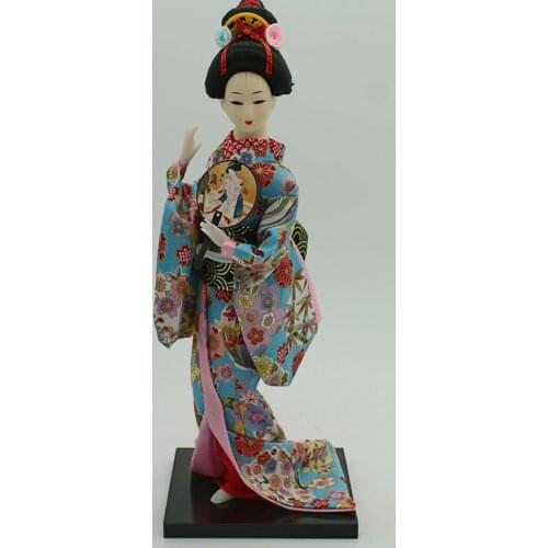 12inch Japanese Kimono Geisha Doll Kokeshi Handicraft Home Decoration in Floral Clothes