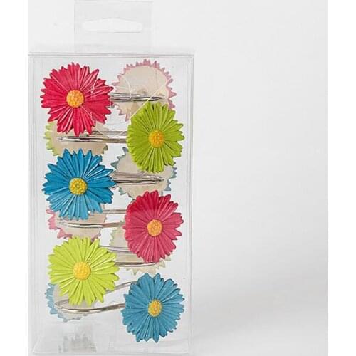 12pcs/pack Resin Sunflowers Shower Curtain Rings Hooks Rust-Resistant Curtain Bathroom Accessories Polished Satin iron Hook