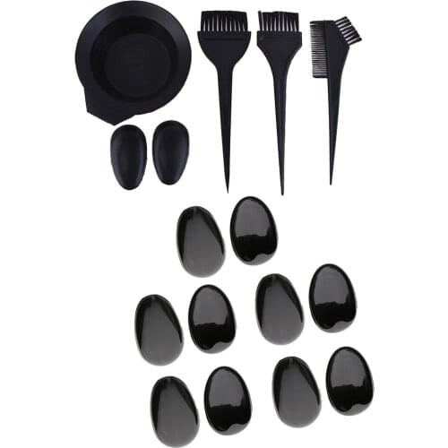 16pcs Hair Dye Bowl Highlight Comb Brush Tint Coloring Ear Covers Kit Black
