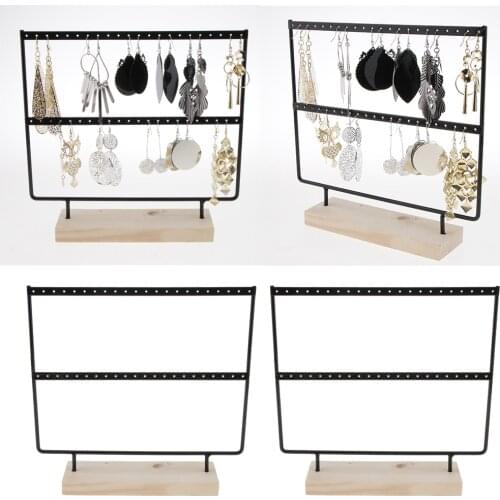 2 Pieces 44 Holes Earrings Necklaces Earrings Holder Jewelry Showcase Stand Organizer Holder Fashion Jewelry Display Stand
