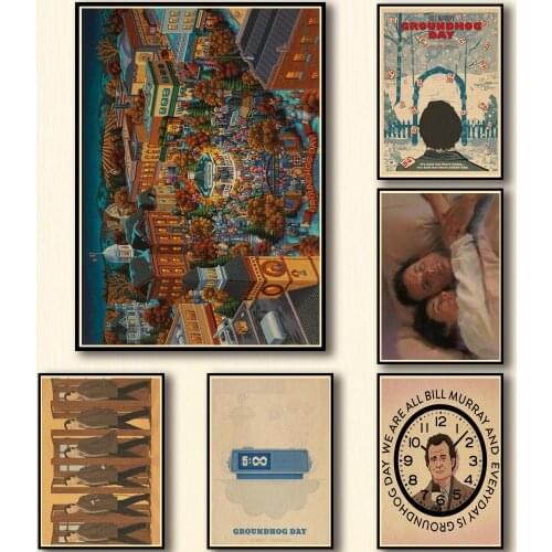 23 Designs Groundhog Day Kraftpaper Poster Artwork Homedecal Fancy Wall Sticker for Coffee House Bar