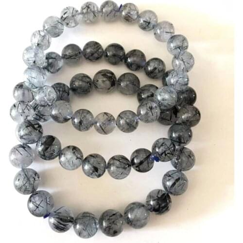 Approx10-10.5mm A Natural blue rutile quartz bracelet beads