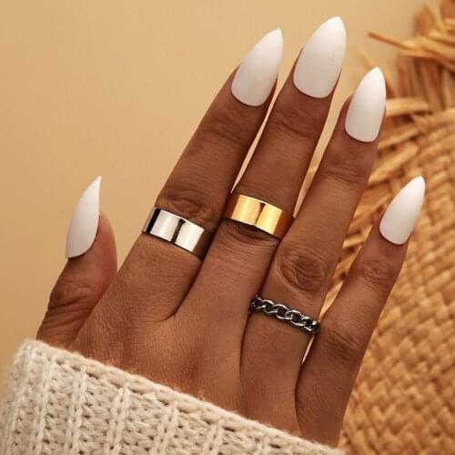 3 Pieces/set of New Geometric Contracted Womans Ring Retro Gold and Silver Chain Alloy All-match Ring бижутерия для женщин