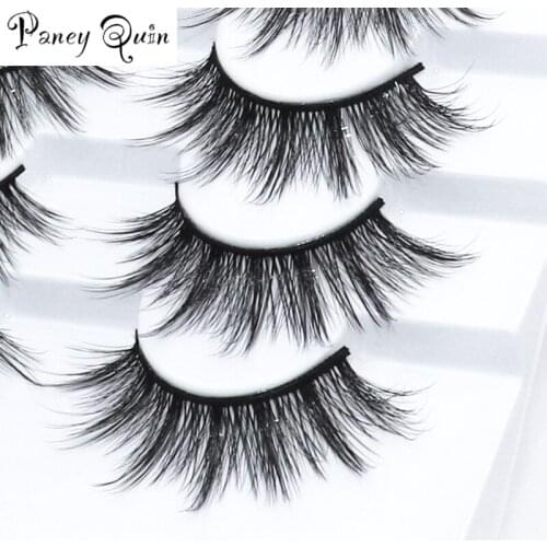 5 Pairs False Eyelashes 20mm Makeup Mink Lashes 3D Natural Fluffy Faux Mink Eyelashes Wispies Long Extension Eyelashes Wholesale