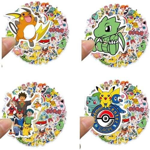 50pcs/bag Takara Tomy Pokemon Harizard Pikachu Squirtle Psyduck Bulbasaur Lapras Treecko Clefairy Anime Figures Stickers Toys