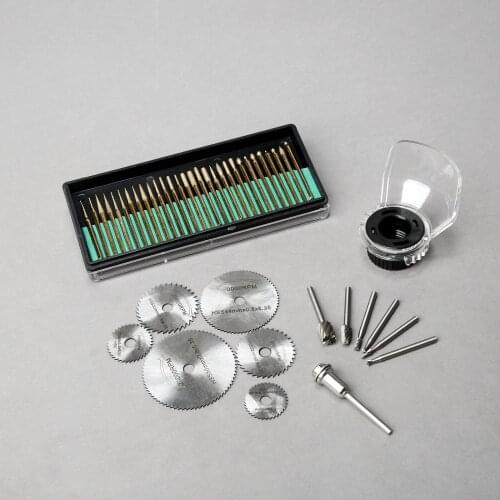 6Pcs HSS Routing Bits+7Pcs Cutting Saw Blade Set with Mandrel +30Pcs/box 3mm Shank Diamond Drill Burr Bits +1Pc Protective Cover