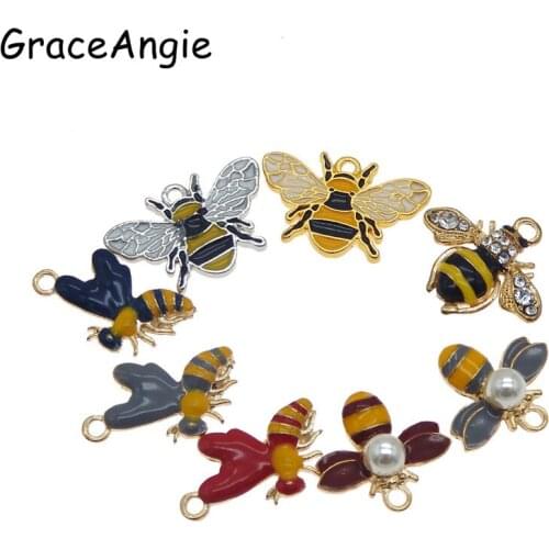 9PCS Mix Animal Bee Jewelry Enamel Pendant Crystal Beauty Earrings Alloy Accessories Fashion Pearl Studs Accessories DIY Crafts