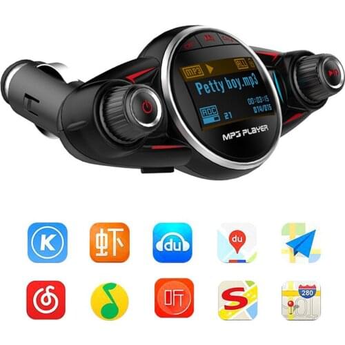 Car Bluetooth Car Kit Handsfree Fm Transmitter Wireless Aux Audio Receiver Car Mp3 Player Usb Car Charger Adapter Tf Card Bt08